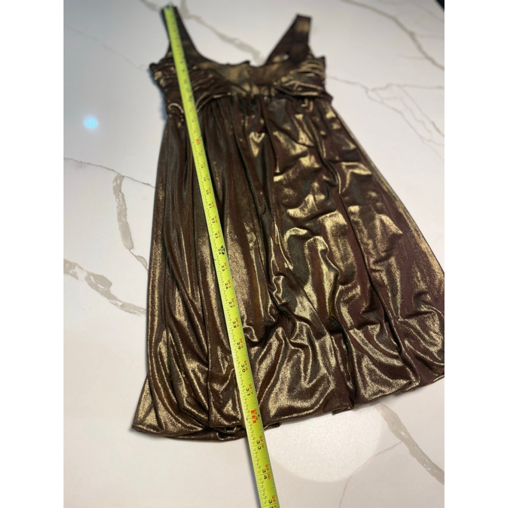 BEBE VTG Y2K Gold Metallic Babydoll Mini Bubble Dress XS Part Going Out Club - Picture 8 of 10